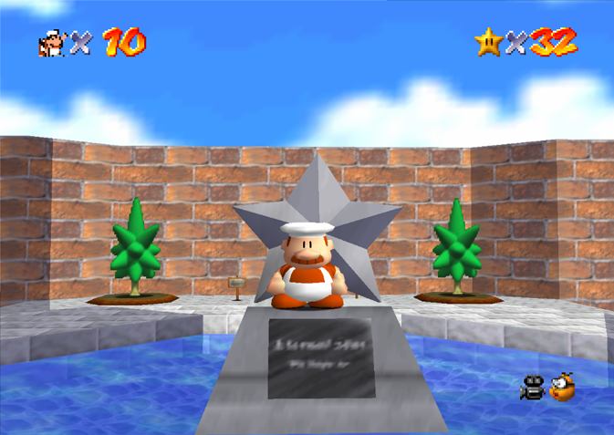 A screenshot of Gustavo in Mario 64.