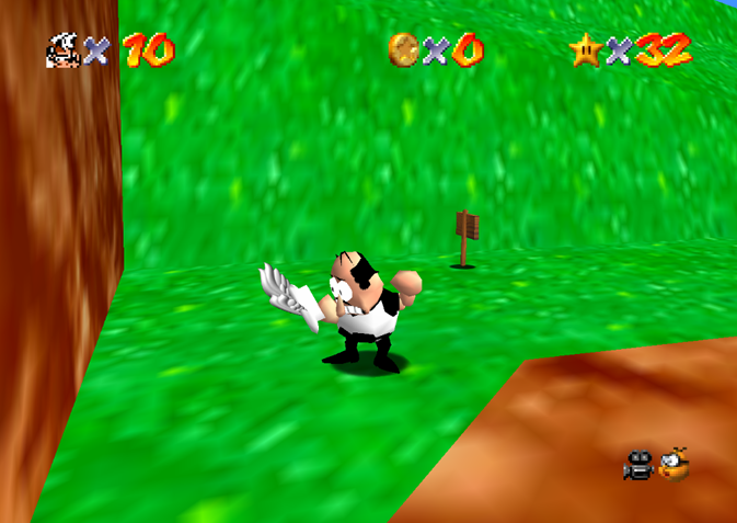 A screenshot of Peppino in Mario 64.